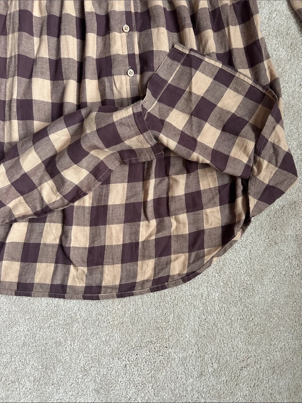 GAP Brown and Cream Buffalo Plaid Button-Front Kids Dress
